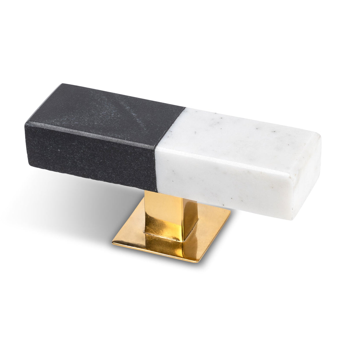 Ebony and Ivory Marble with Brass Pull