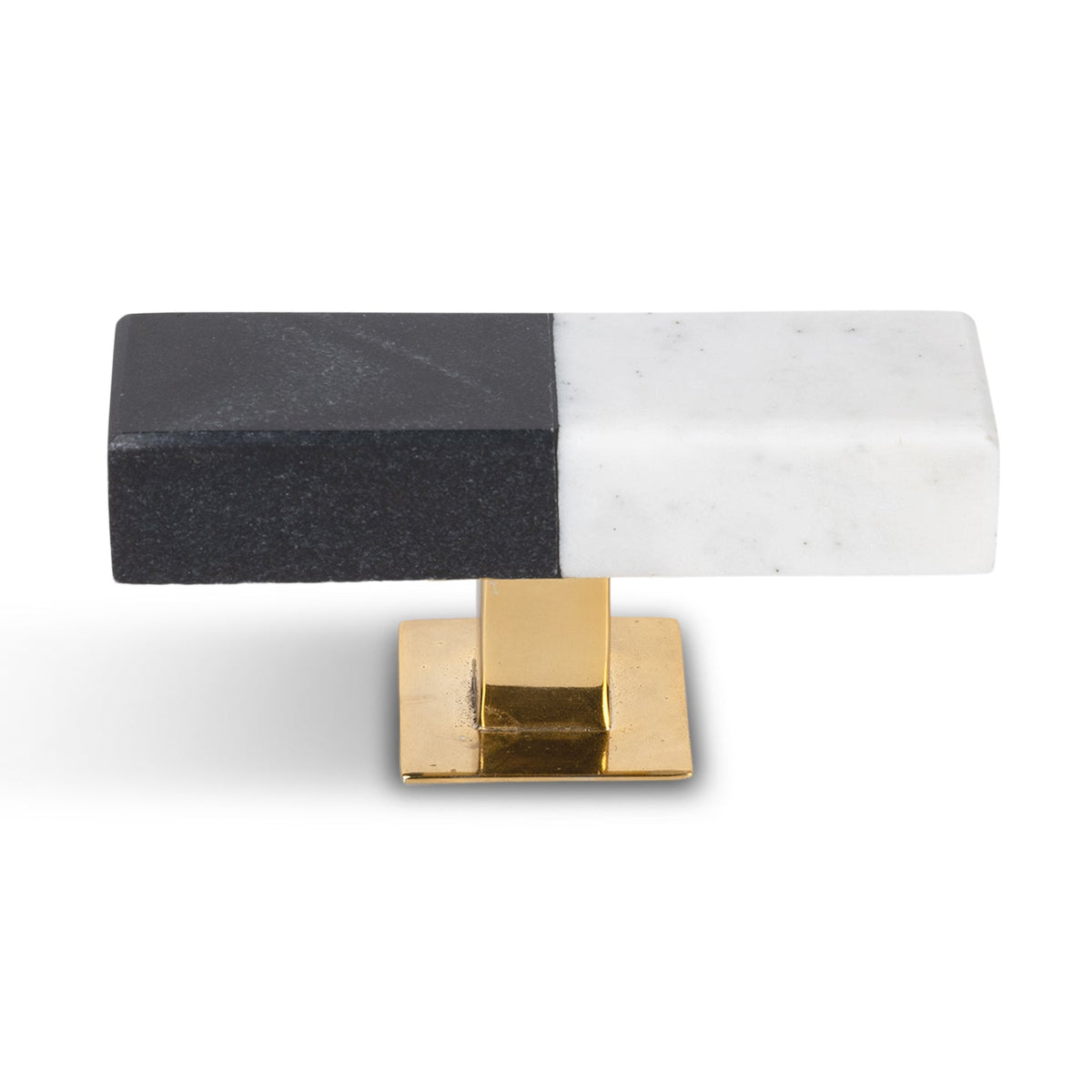 Ebony and Ivory Marble with Brass Pull