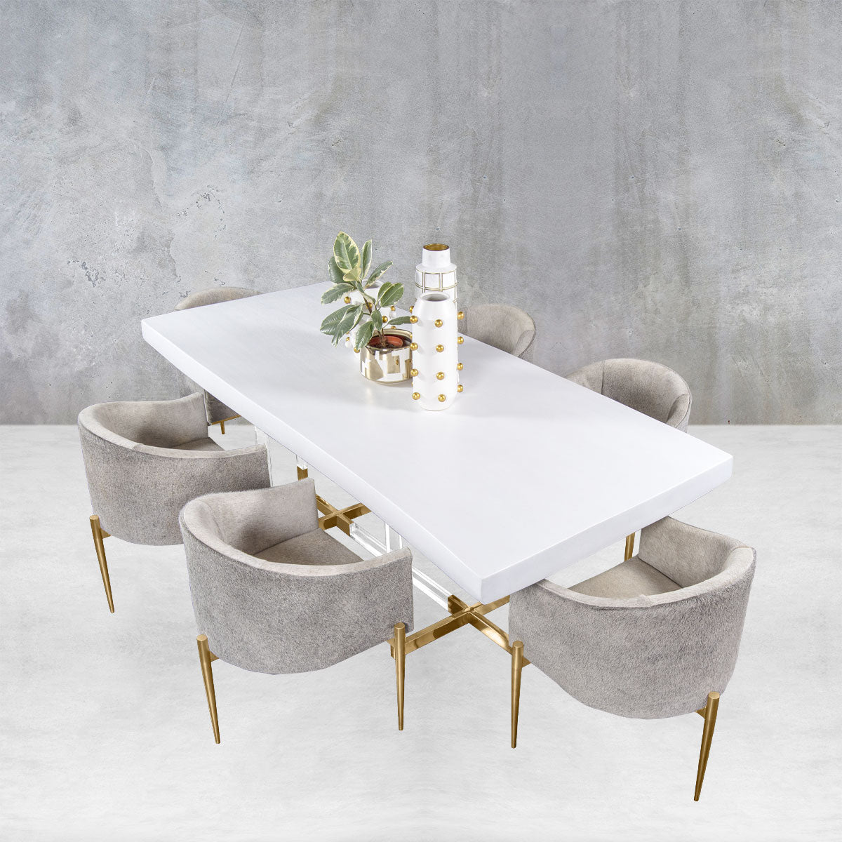 Eco Acacia Slab Dining Table in Matte White