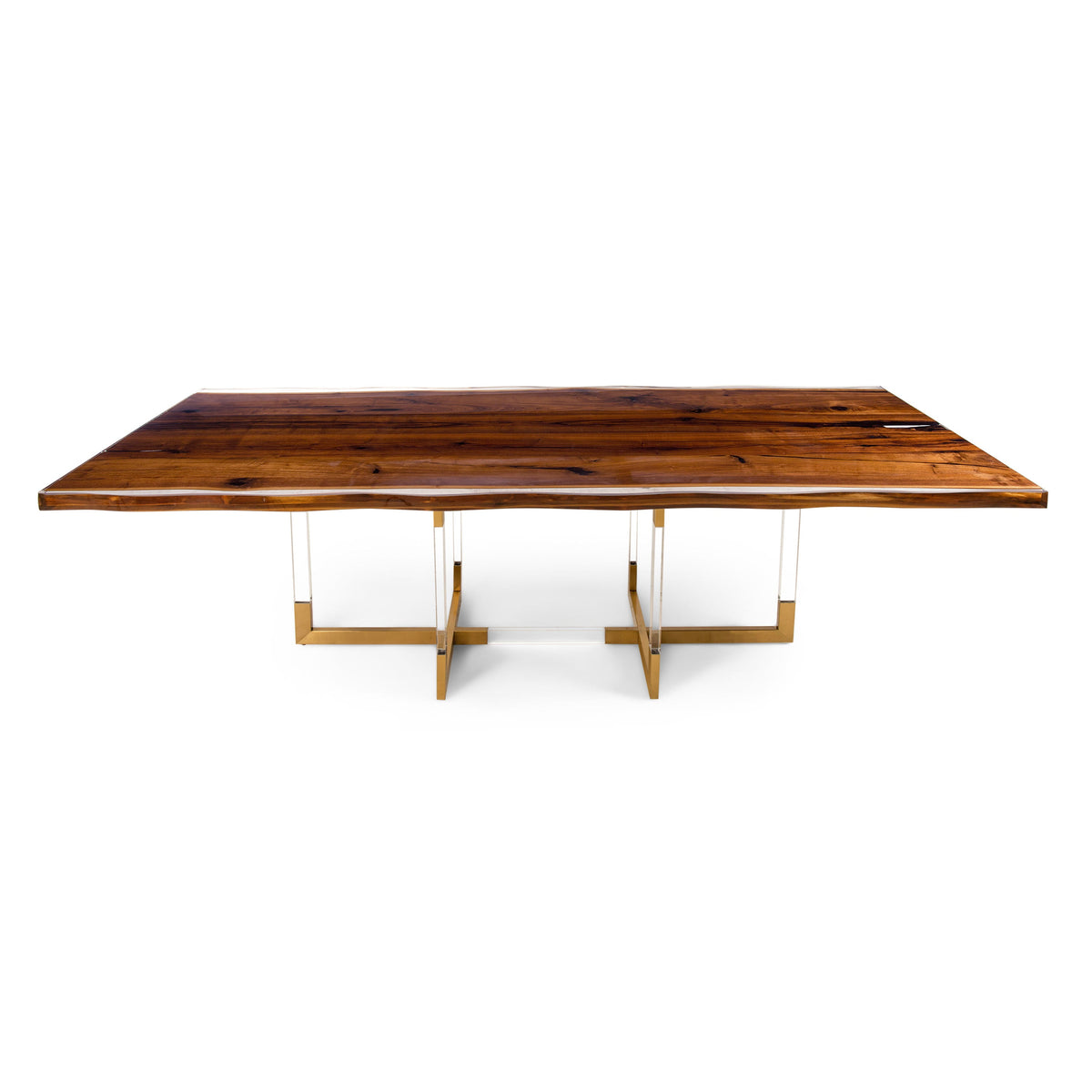 Live Edge Solid Walnut Slab Dining Table with Resin Finish