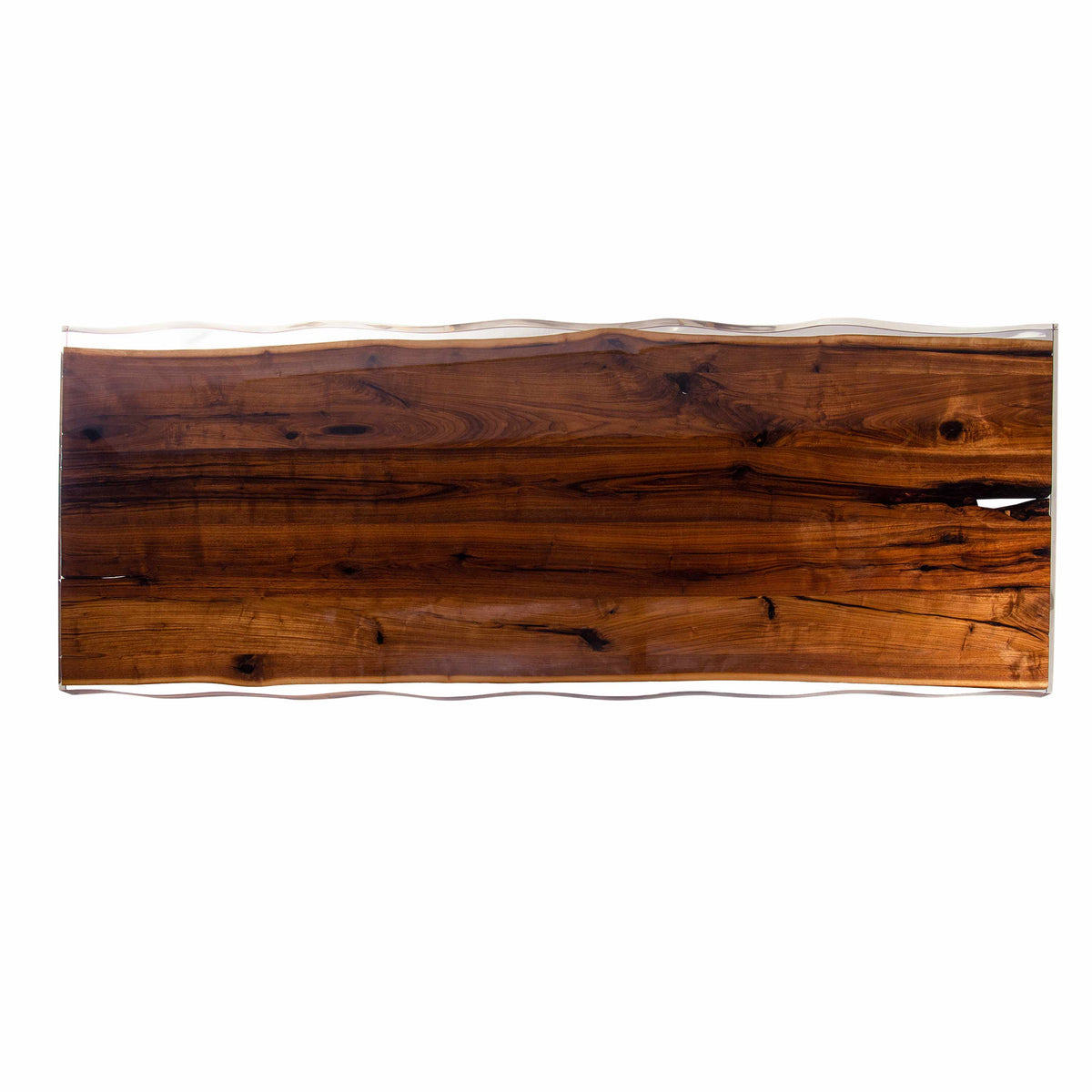 Live Edge Solid Walnut Slab Dining Table with Resin Finish