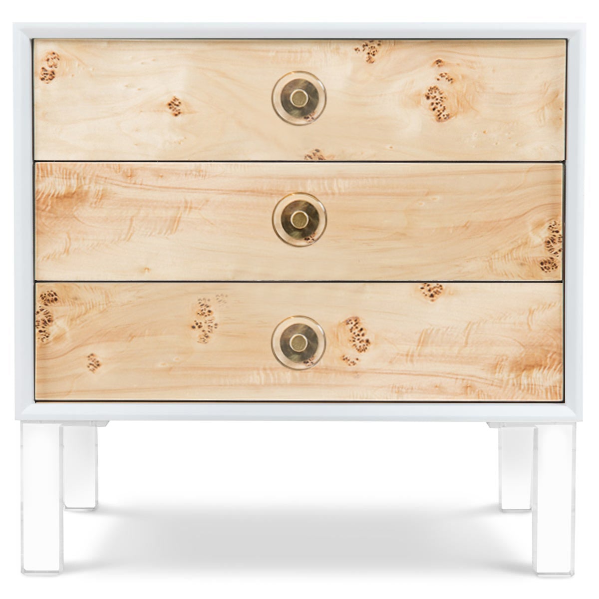 Goldfinger 3 Drawer Side Table in Matte White - ModShop1.com