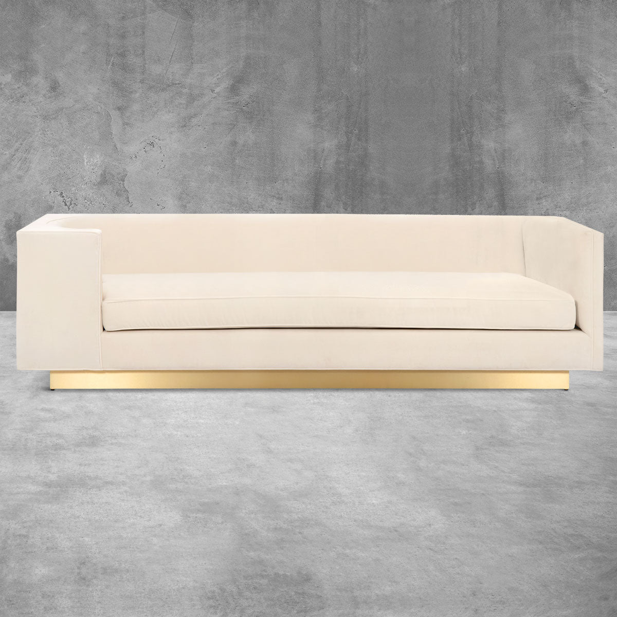 Goldfinger Sofa with Brushed Brass Toe Kick
