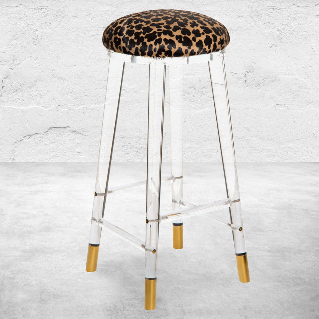 Modern Bar Stool Leopard Print and Lucite ModShop