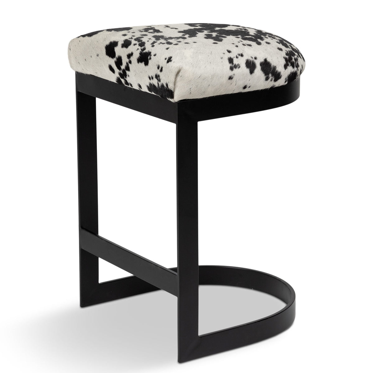 Ibiza Backless Bar and Counter Stool in Black &amp; White Cowhide