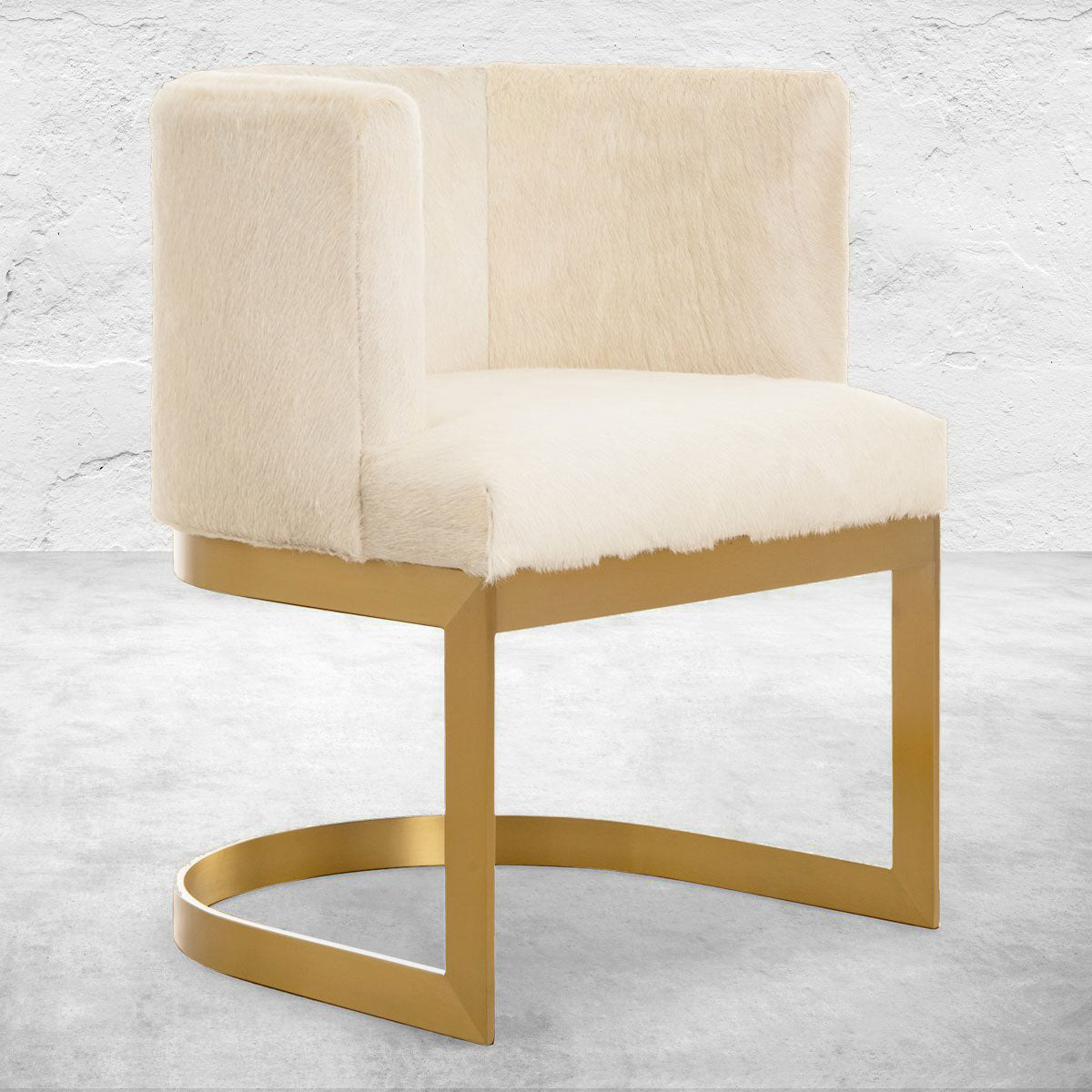 Ibiza Dining Chair in Brushed Brass and Cowhide