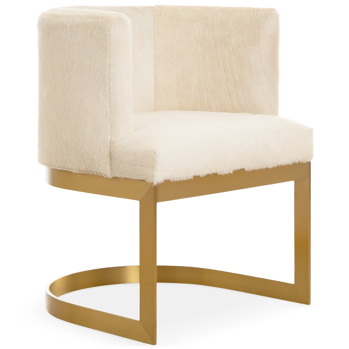 Ibiza Dining Chair in Brushed Brass and Cowhide - ModShop1.com