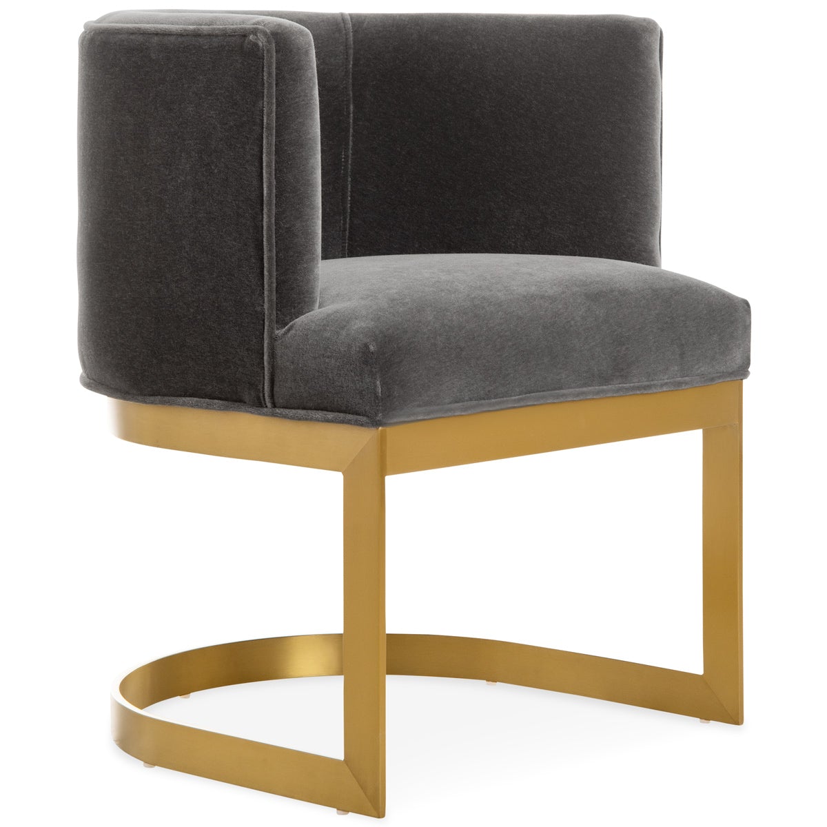 Ibiza Dining Chair in Brushed Brass and Mohair - ModShop1.com