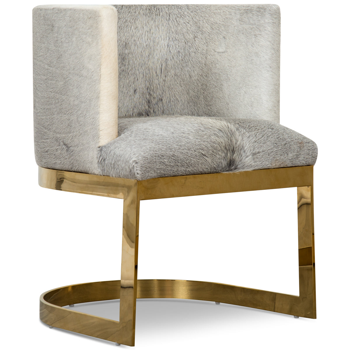 Ibiza Dining Chair in Grey Champagne Cowhide - ModShop1.com