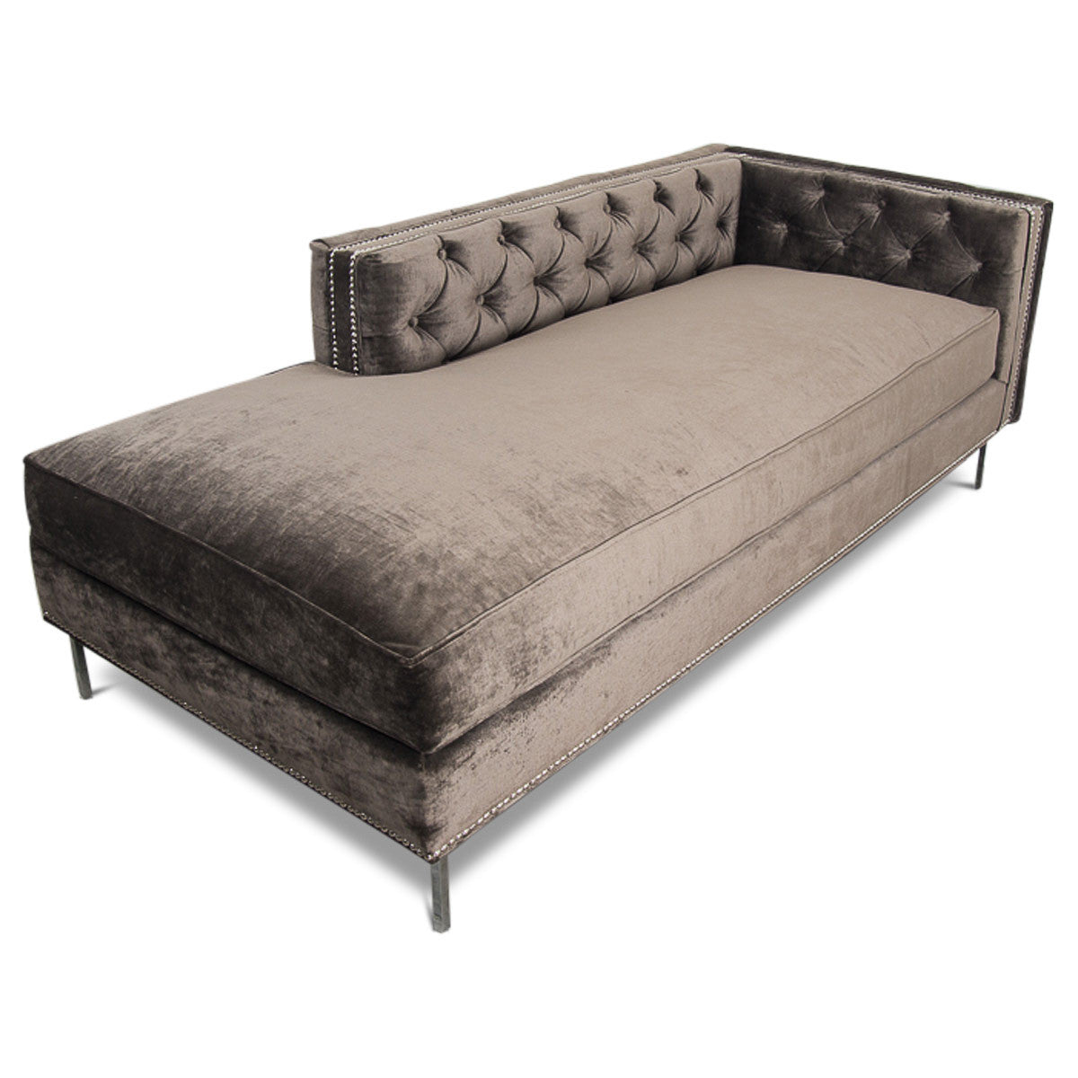 Hollywood Inside-Out Chaise in Charcoal Velvet - ModShop1.com
