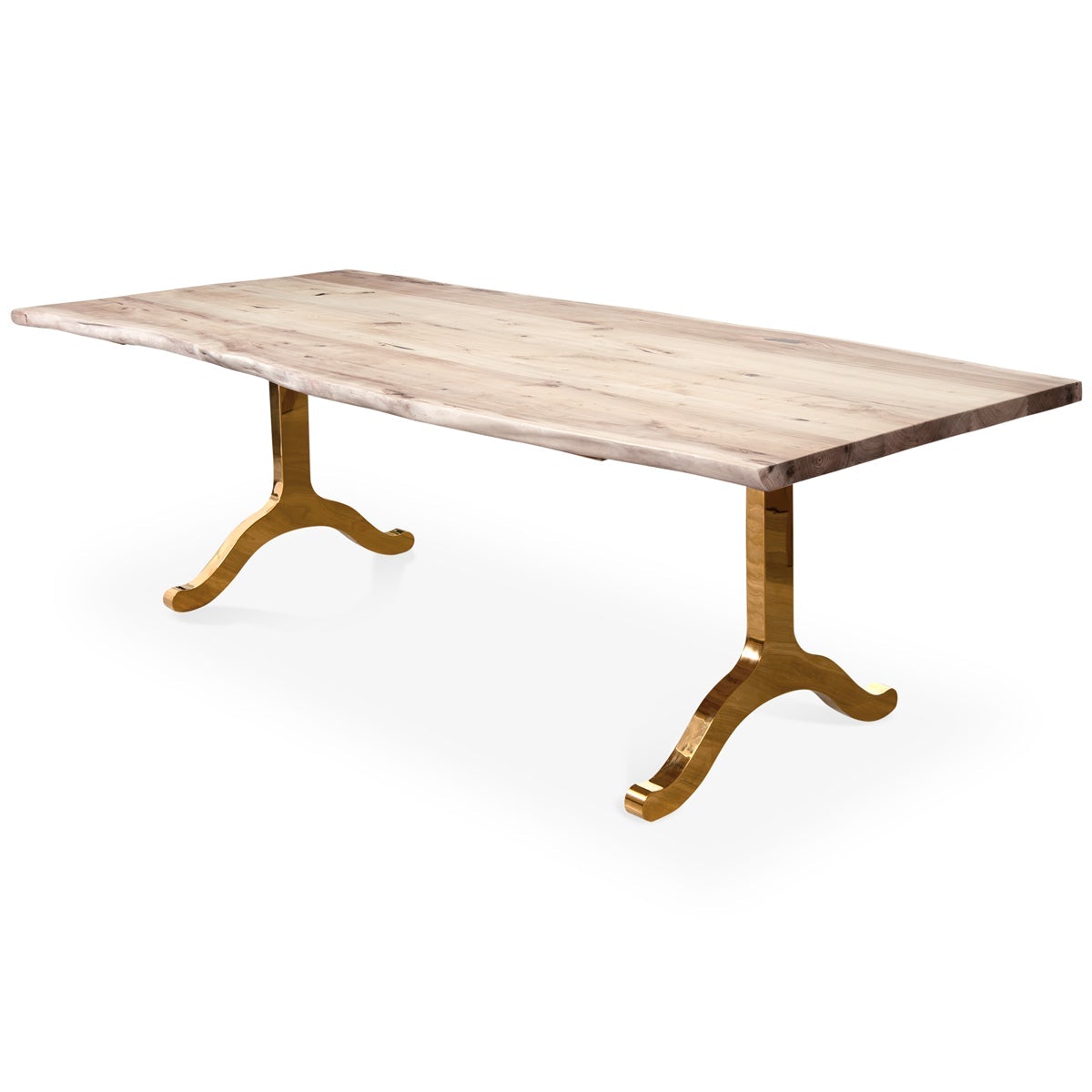 Live Edge Solid Bleached Walnut Slab Dining Table