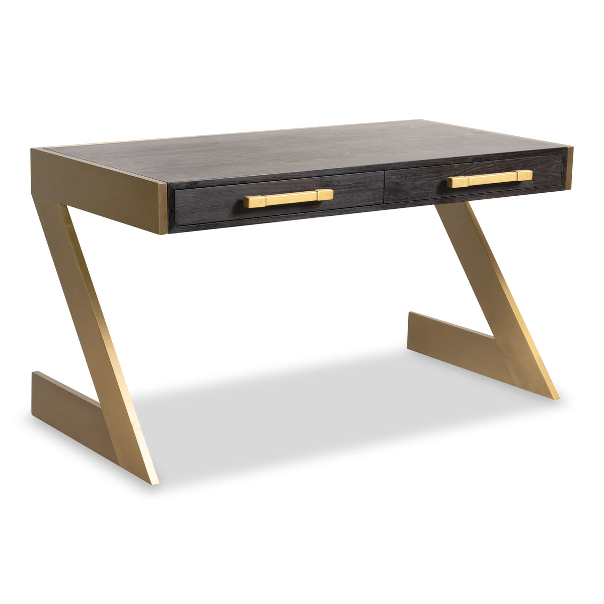 Manchester Desk in Oak with Brass Z-Legs