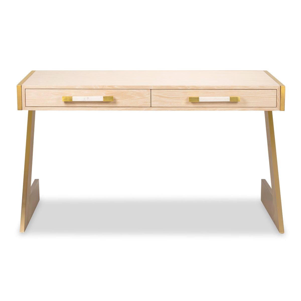 Manchester Desk in Oak with Brass Z-Legs