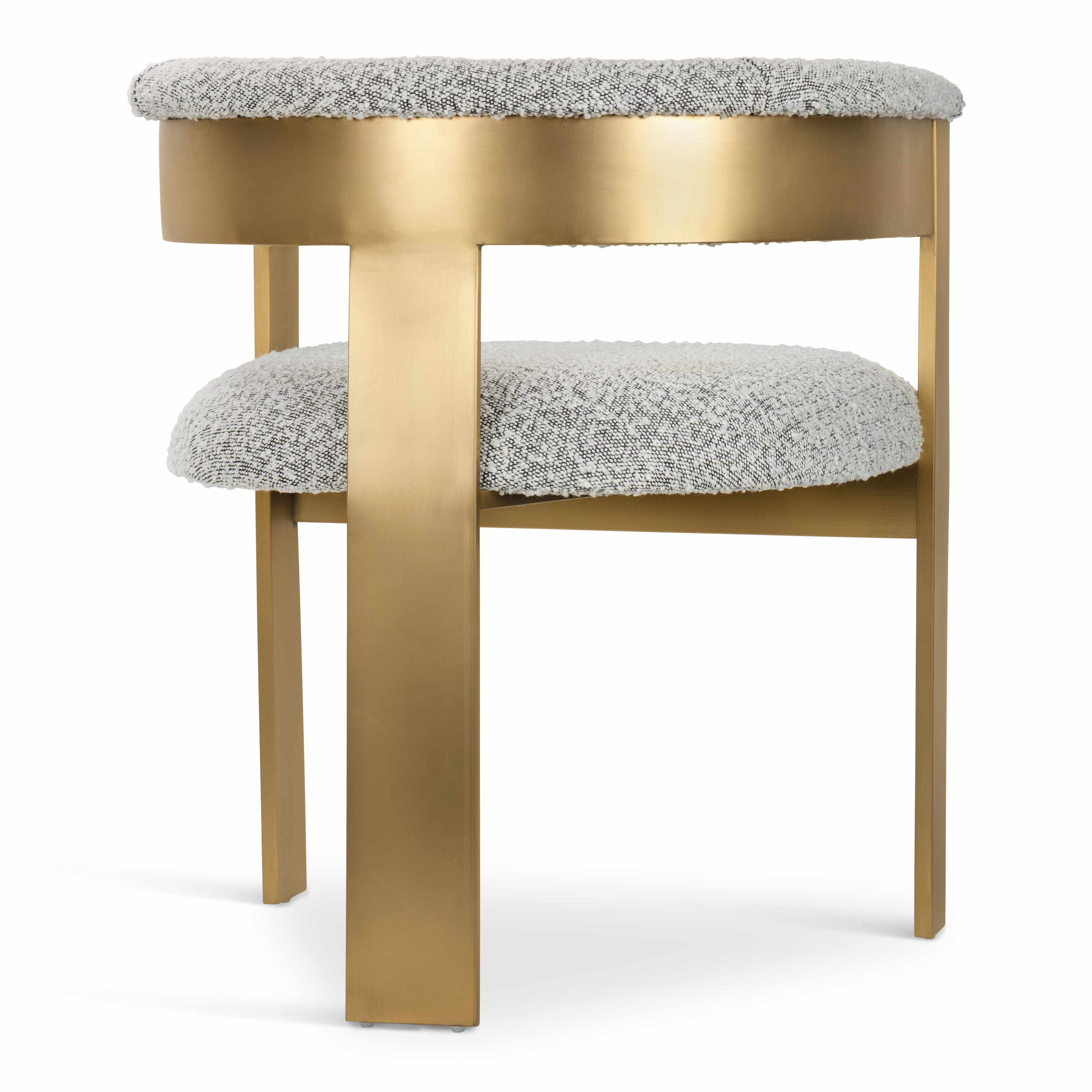 Quinn Cream Boucle Dining Chair - Brass Colour Legs