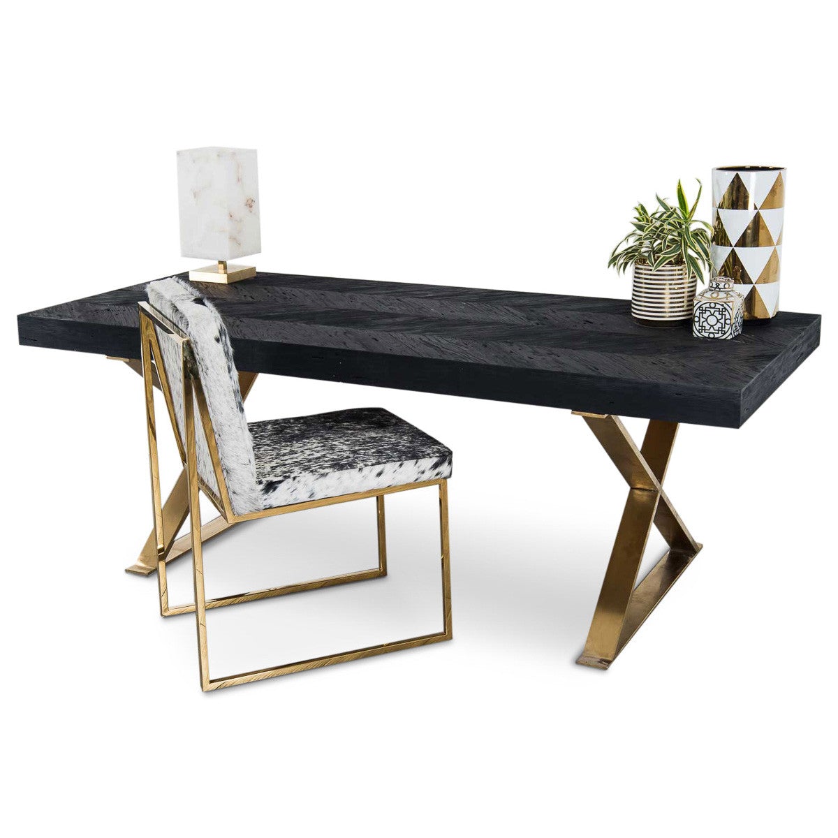 Bordeaux Desk with Brass X-Legs - ModShop1.com