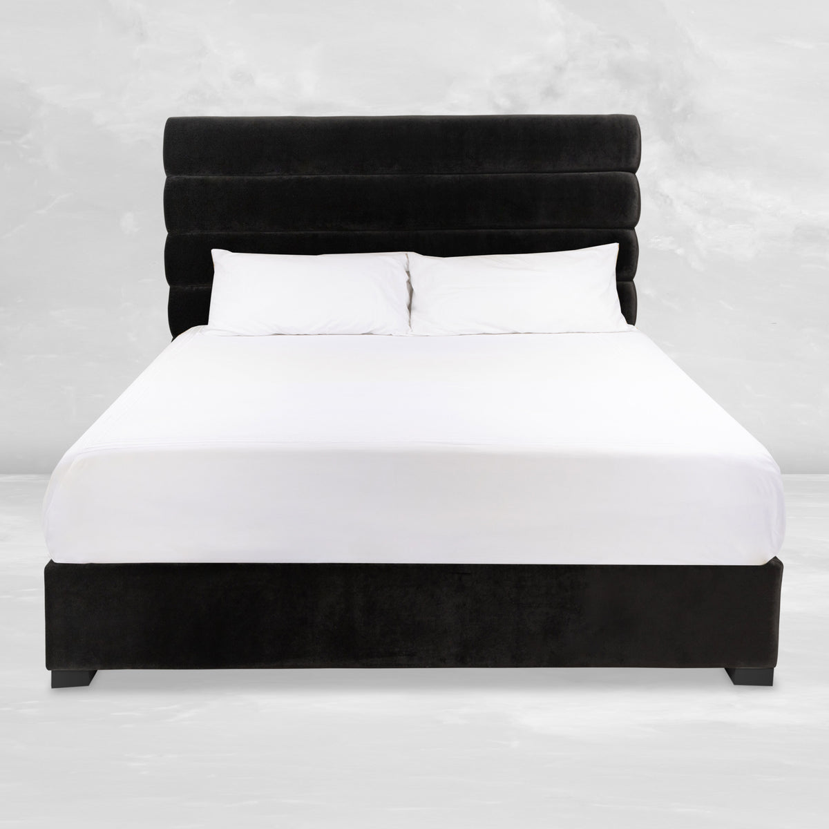 Milan Bed in Black Velvet