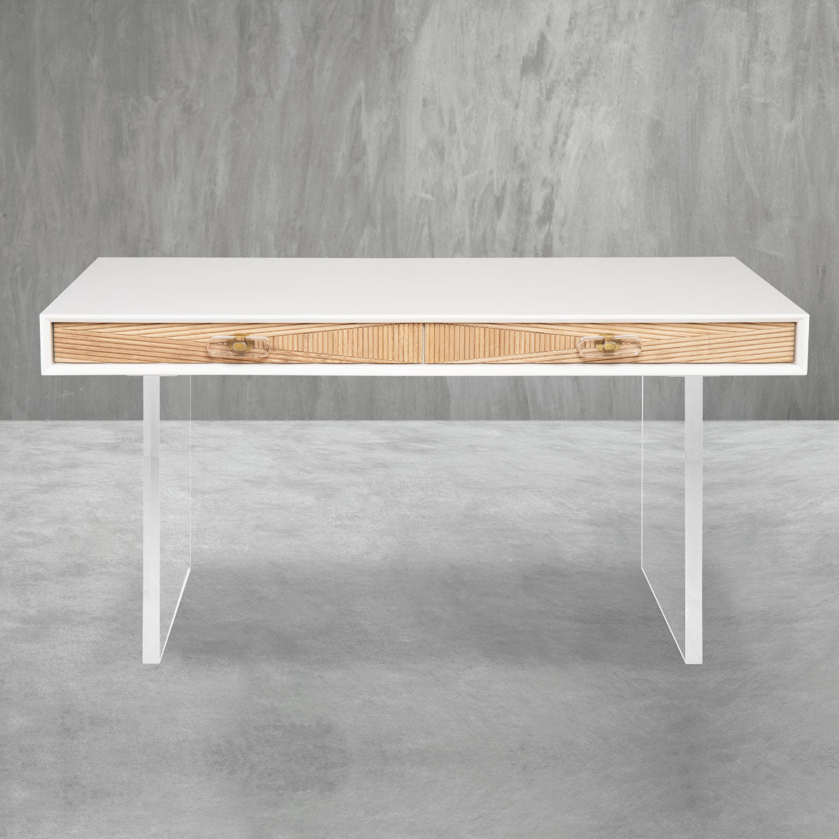 Zag White Lacquer Modern Office Desk