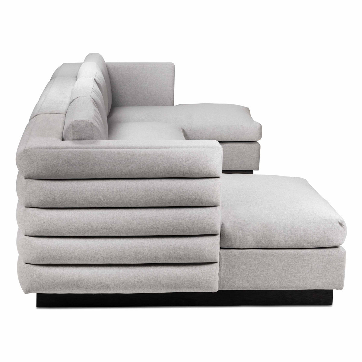 Milan 3 Piece U Sectional in Silver Chenille