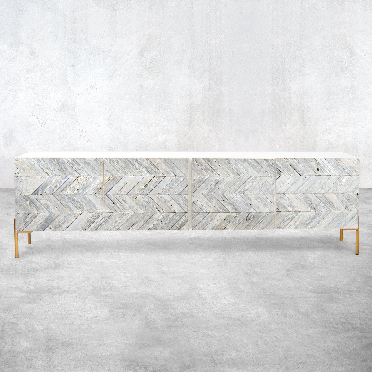 Mr. Smith Credenza in White Washed Recycled Wood