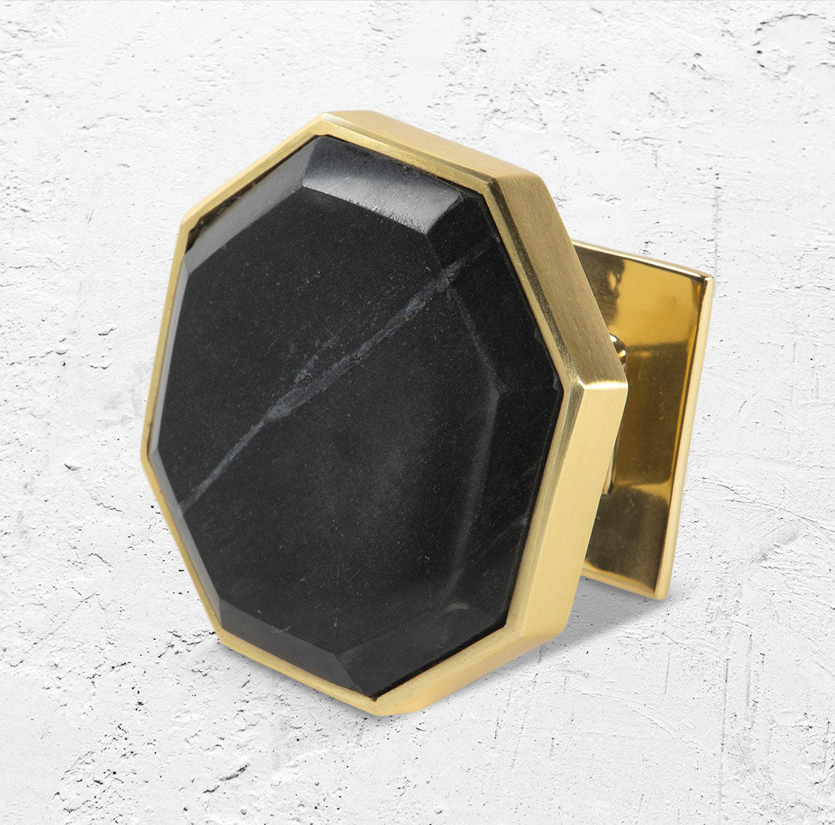 Octagon Black Marble with Brass Frame