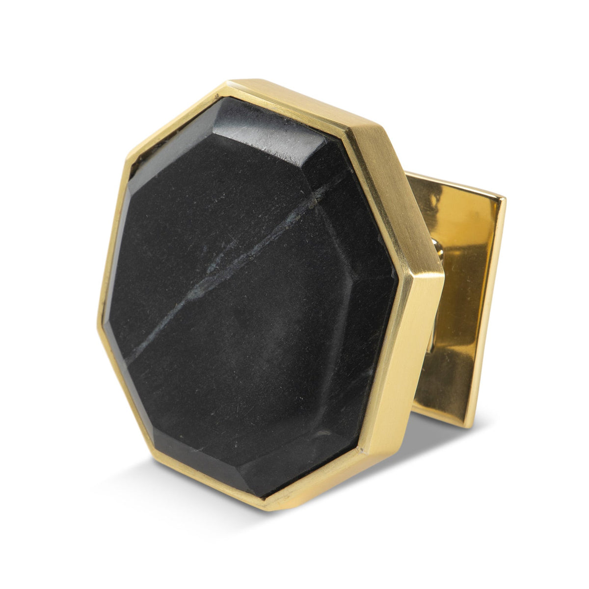 Octagon Black Marble with Brass Frame