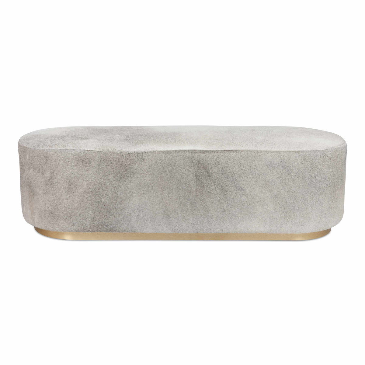 The Pill Ottoman in Grey Champagne Cowhide