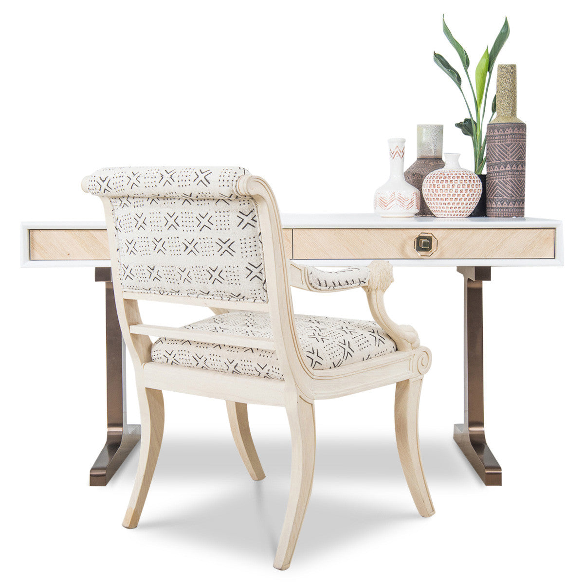 Sicily Desk with Brushed Copper T-Legs - ModShop1.com