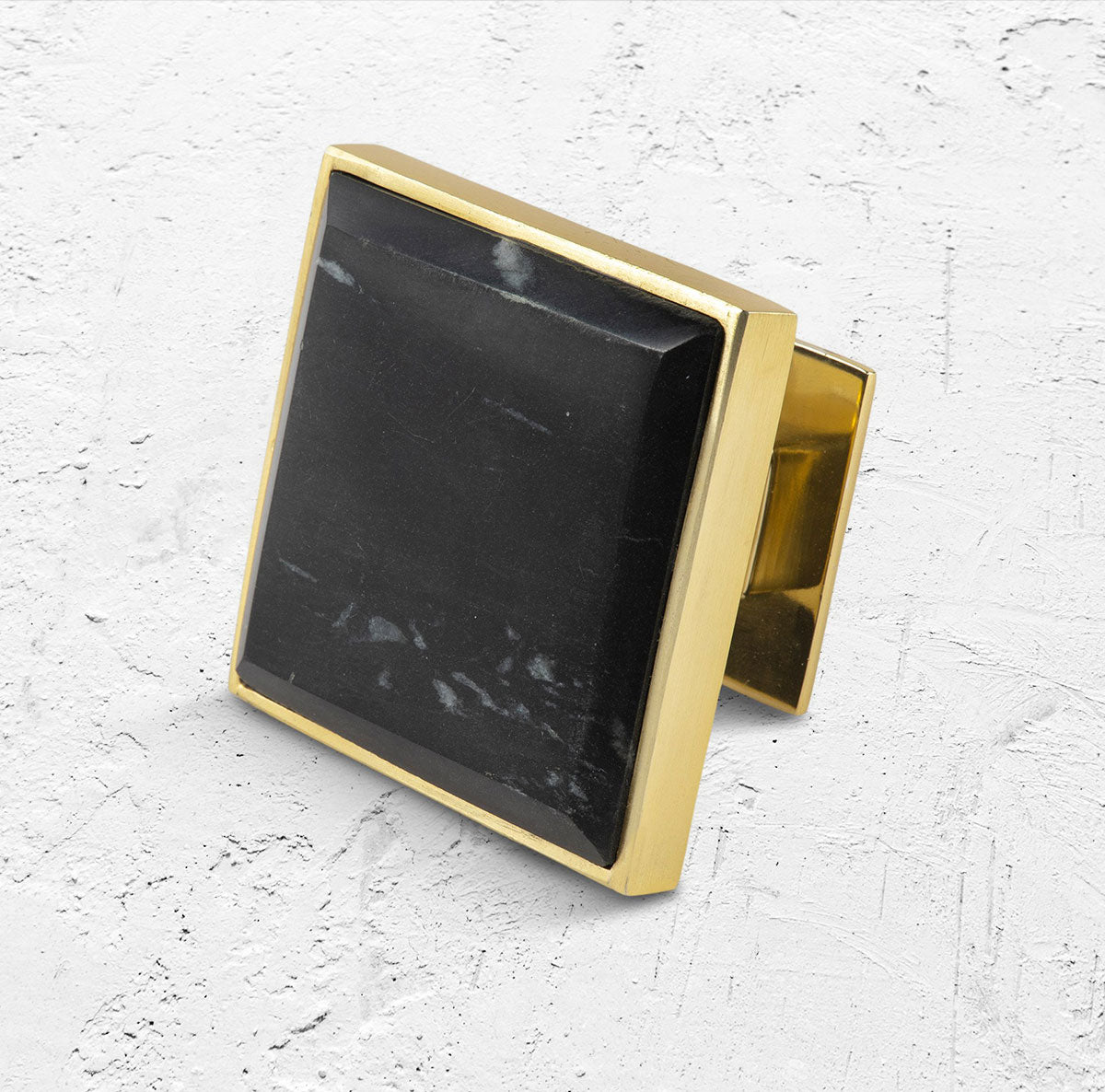 Square Black Marble with Brass Frame