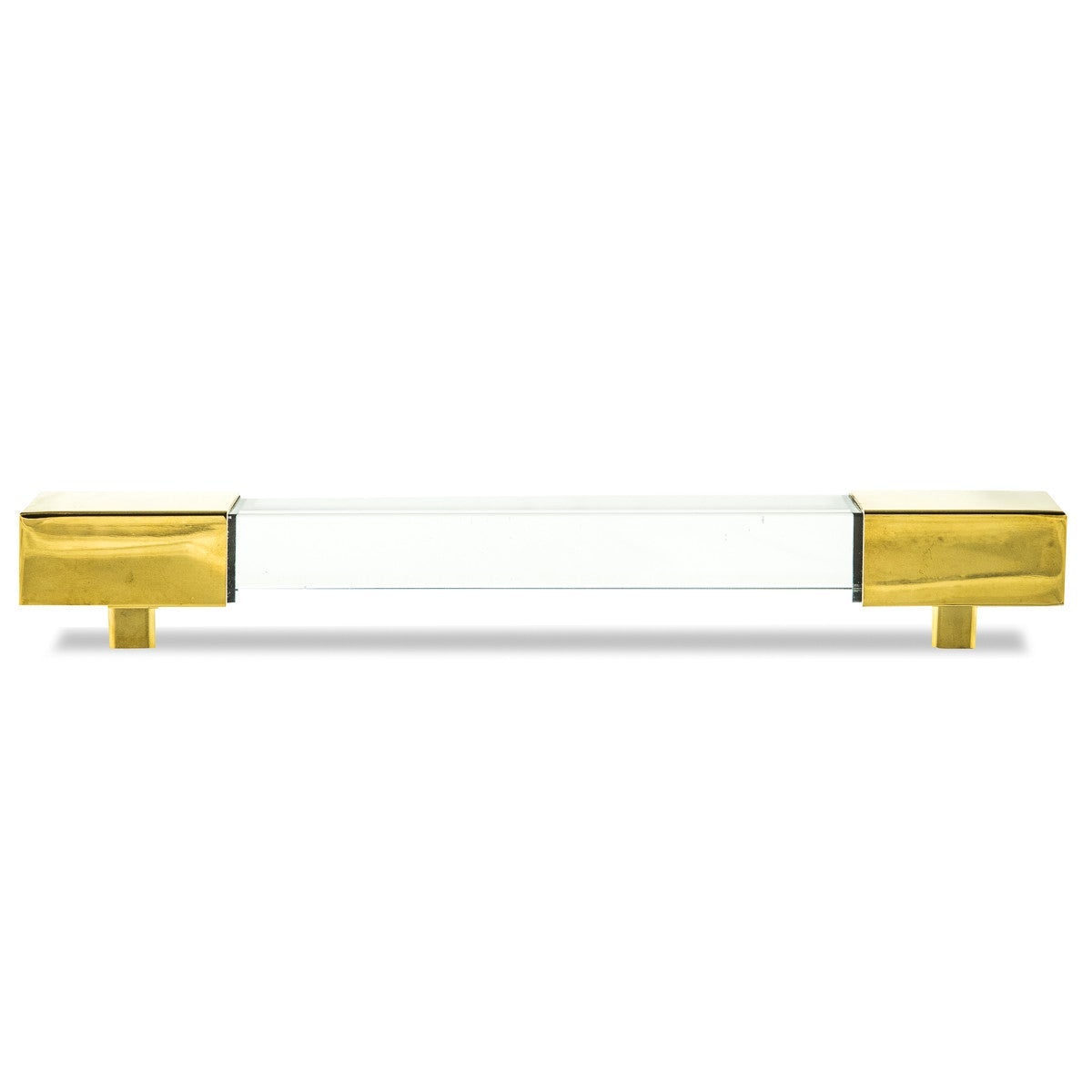 Square Lucite and Brass or Chrome Bar Pull set of 2