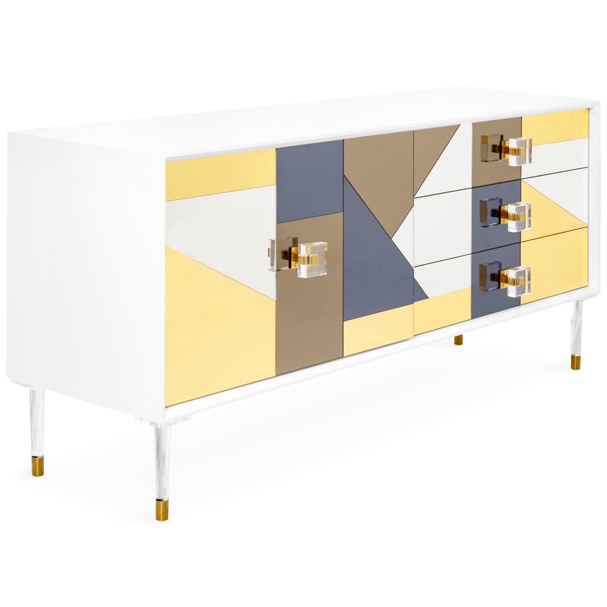 Studio 54 - 1 Door 3 Drawer Mirrored Credenza - ModShop1.com