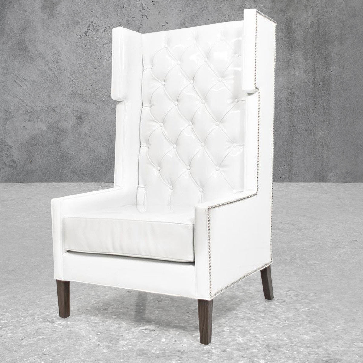 Tangier Wing Chair In Splash White Faux Leather