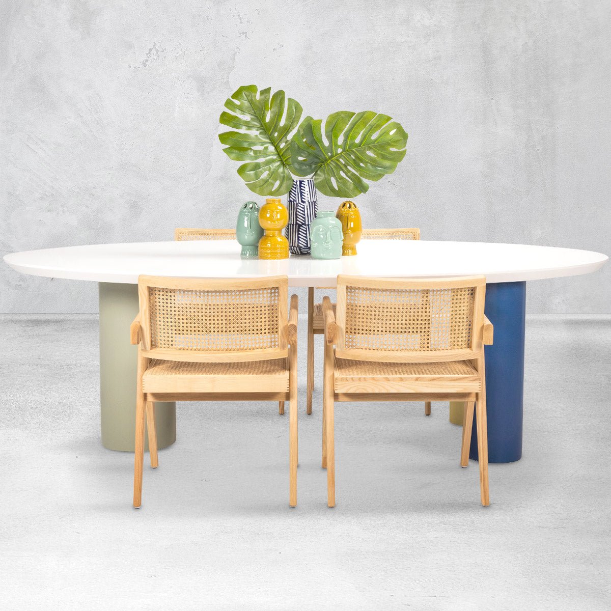 Tri Color Oval Dining Table