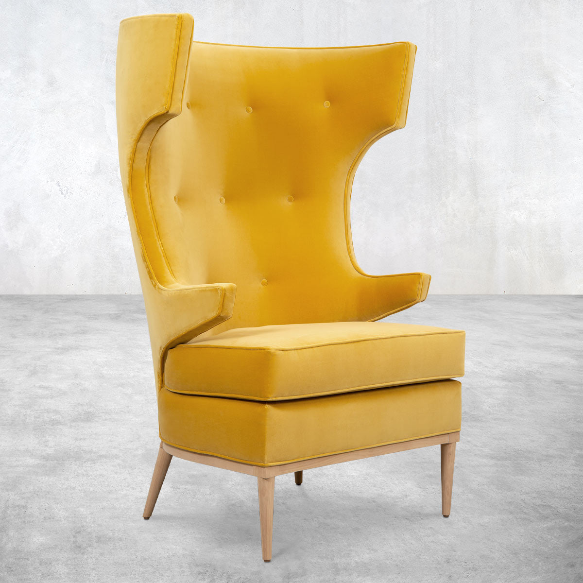 Trousdale Wing Chair in Mustard Velvet