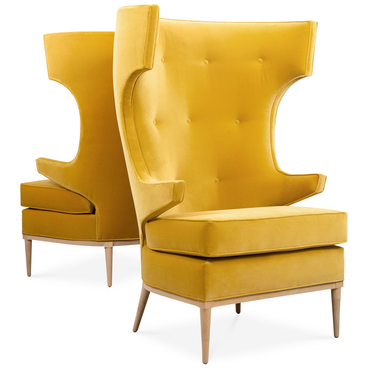 Trousdale Wing Chair in Mustard Velvet - ModShop1.com