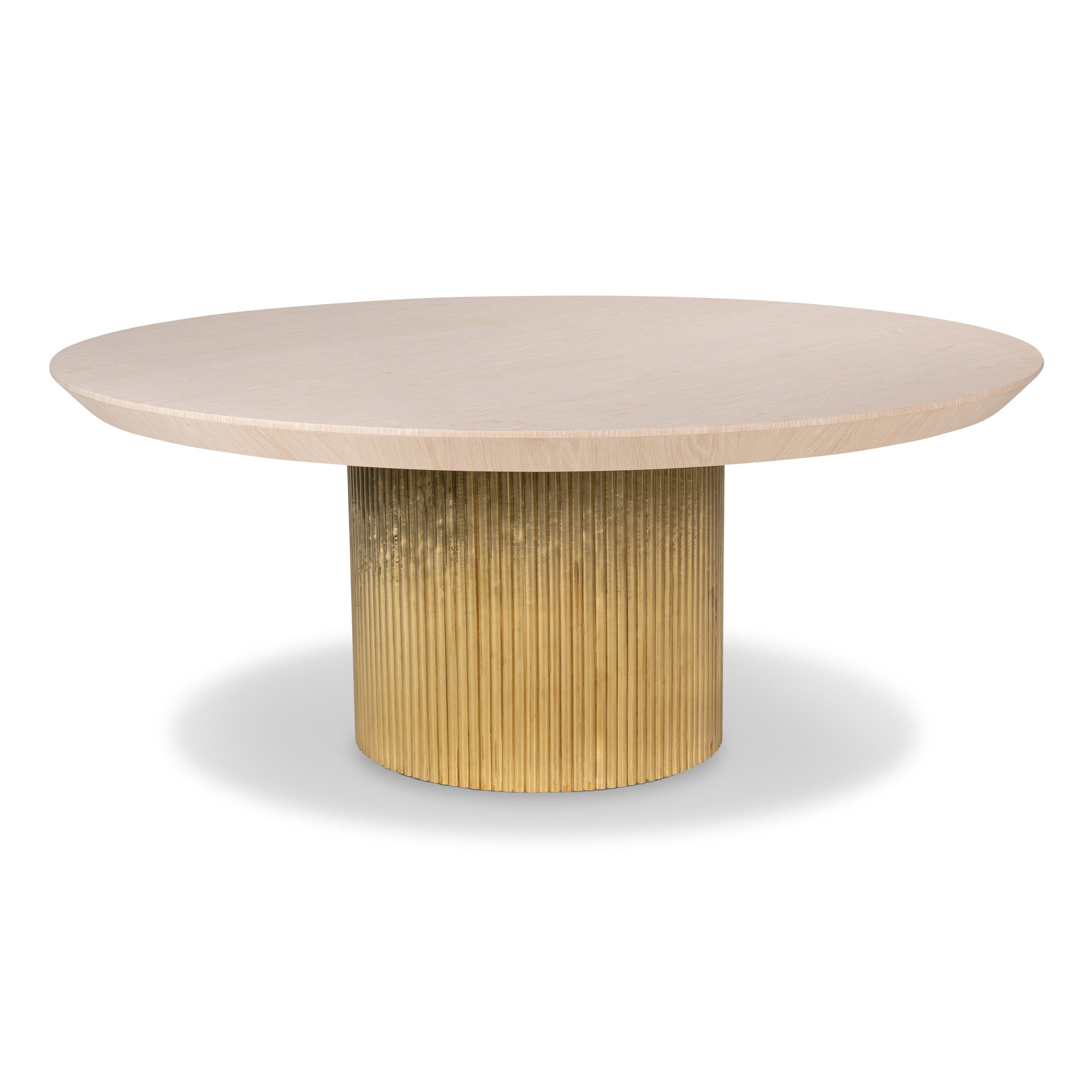 Ubud Dining Table With White Oak Top and Brass Base - ModShop