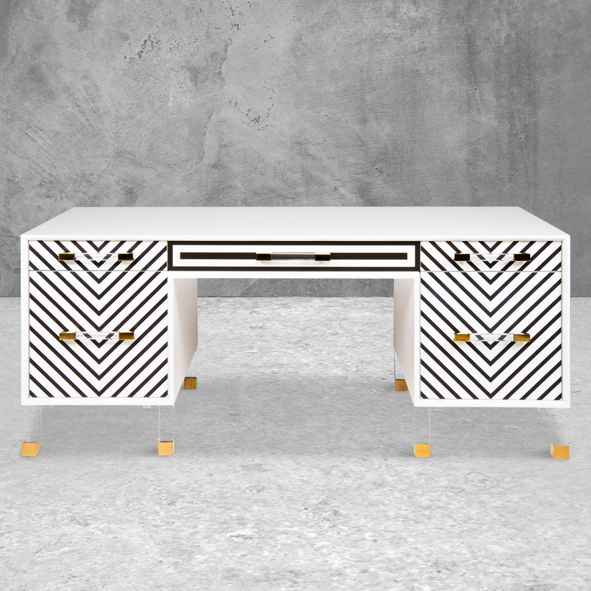 Zag White Lacquer Modern Office Desk